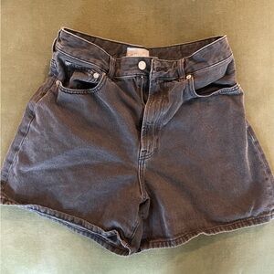 Everlane Washed Black A-Line Denim Shorts